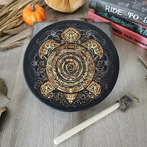 Mandala Frame Drum with Protective Shell & Wall Art Black Nylon Shamanic Drum for Sound Healing Spiritual Music and Meditation Durable Mandala Pattern Drums