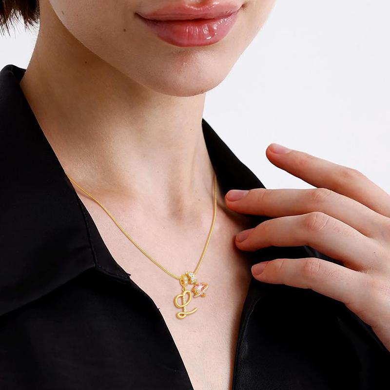 GANIA Art-designed personalized name letter necklace, free of allergenic ingredients, with adjustable size. It is an excellent Valentine's Day gift for women and girls.