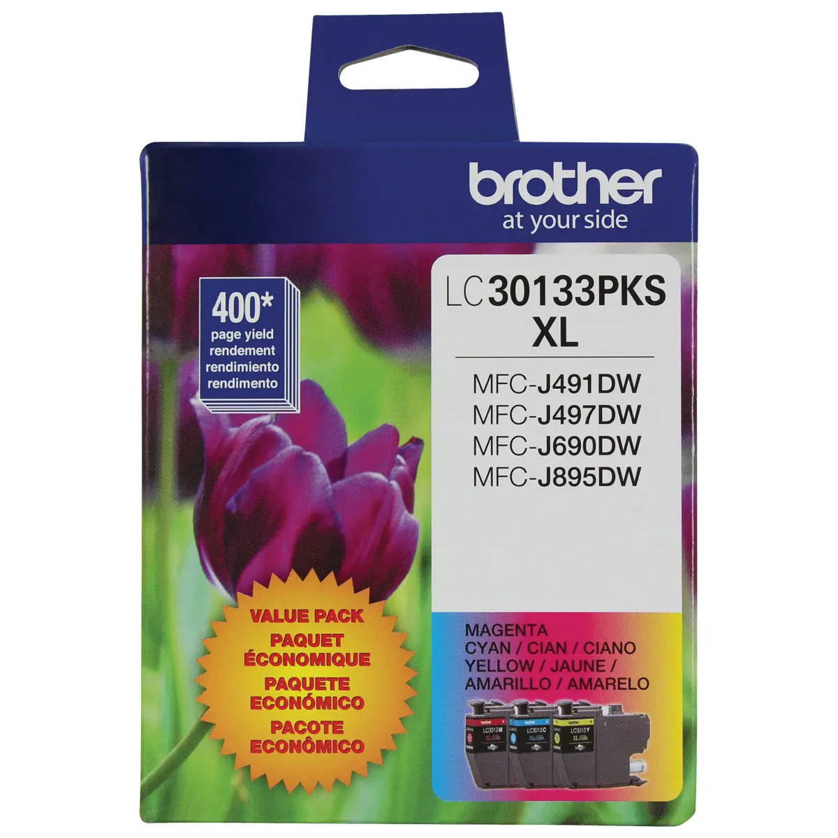 Brother LC3013 High Yield Color Ink Cartridge, Up to 400 Pages, Cyan/Magenta/Yellow, 3-Pack