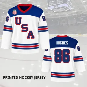 [PRINTED HOCKEY] USA Olympic Gold Medal Prints Hockey Jersey- Jack Hughes 86 Hockey Jersey, Football Jersey