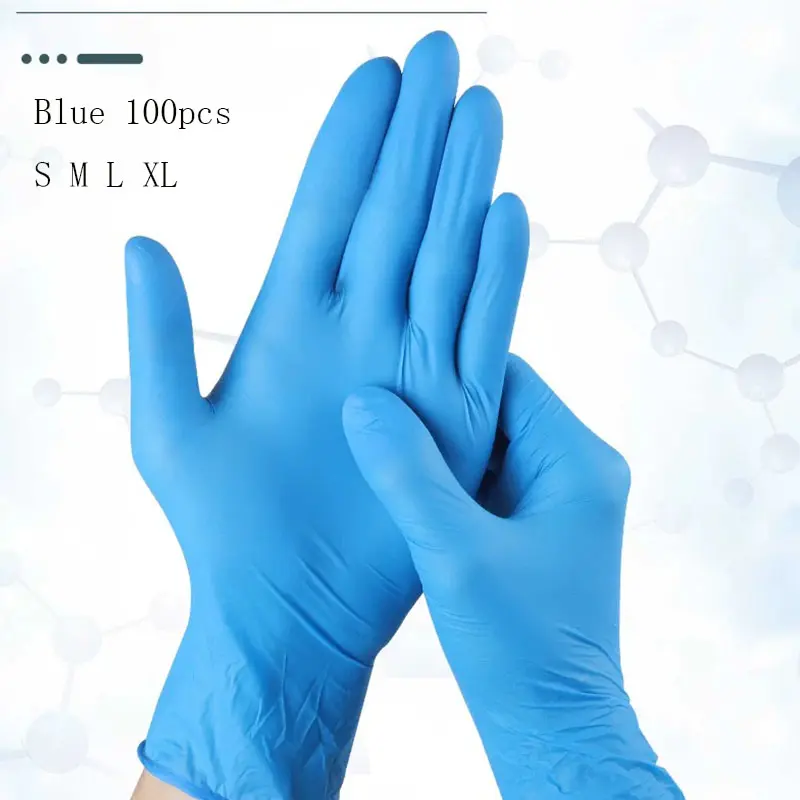 A box of 100pcs containing nitrile gloves for household kitchen dishwashing, waterproof and durable cleaning products, household gloves, and cleaning gloves