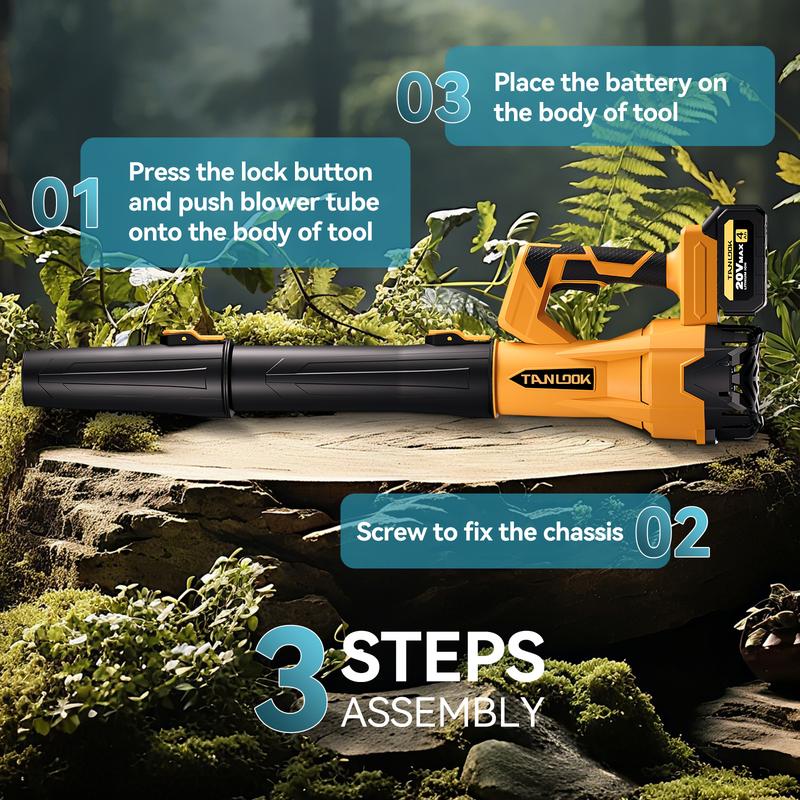 Tanlook Cordless Electric Leaf Blower/Snow Blower - 26000 RPM Max Power, 2×4.0Ah Batteries, Lightweight Handheld for Efficient Leaf & Snow Removal, Powerful Performance & User-Friendly Design