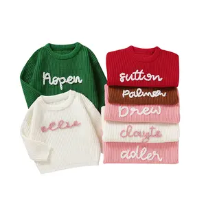 Custom Valentine's Day Children's Sweater Hand made Baby Name Mimixiong Knit Baby Sweaters Newborn Holiday Clothes Featuring Festive Letter Patterns Baby Sweater
