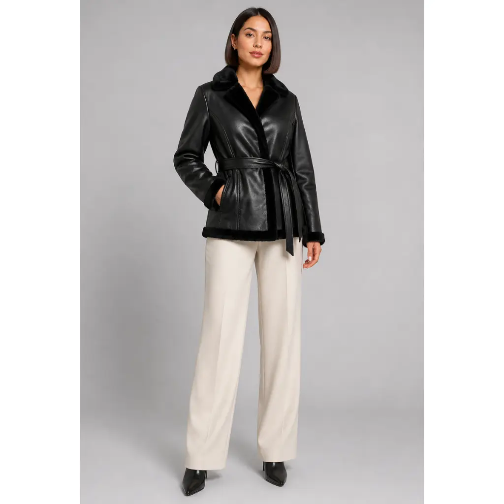 Lagenthal Genuine Shearling Jacket with Whipstitch Trim