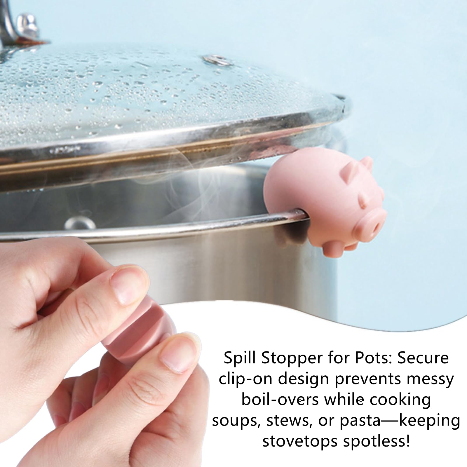 3PCS Silicone Pot Lid Lifter Holder Set, Farm Animals Lifter Holder Heat Resistant 230 ℃ Spill Proof Kitchen Gadget, Cute Decorative Pan Cover Stand Pot Clip Keeps Lid Openning