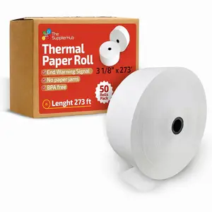 3 1/8" x 273' Thermal Paper Rolls (50 Pack) – High Capacity BPA Free POS Receipt Paper, Jam-Free, FSC Certified, Compatible with Epson, Clover, Verifone & Star