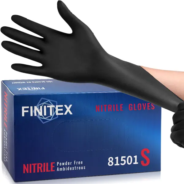 5Mil Extra Thick Heavy Duty Black Nitrile Gloves - Powder-Free, Tear-Resistant Industrial Strength, Latex-Free Disposable Protective Gloves for Gardening, Automotive Repair, Home Improvement, Waterproof