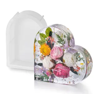 Big Silicone Molds for Resin, Heart-Shaped Molds for Casting, Epoxy Molds for Preserving Flowers, Resin Crafts with Bouquets, Perfect Gifts for Weddings And Valentine'S Day