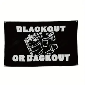 Blackout or Backout Flag 3x5FT 90x150CM - Vivid Color, Double-Stitched Edges, 4 Brass Grommets - For College Dorm Room, Man Cave, Outdoor, Parties, Tailgates - Perfect Gift for Sports Fans & College Students