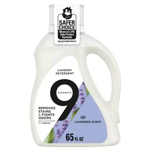 9 Elements Natural Laundry Detergent Liquid 65 Fl Oz with Lavender, Vinegar & Alcohol for Effective Laundry Cleaning