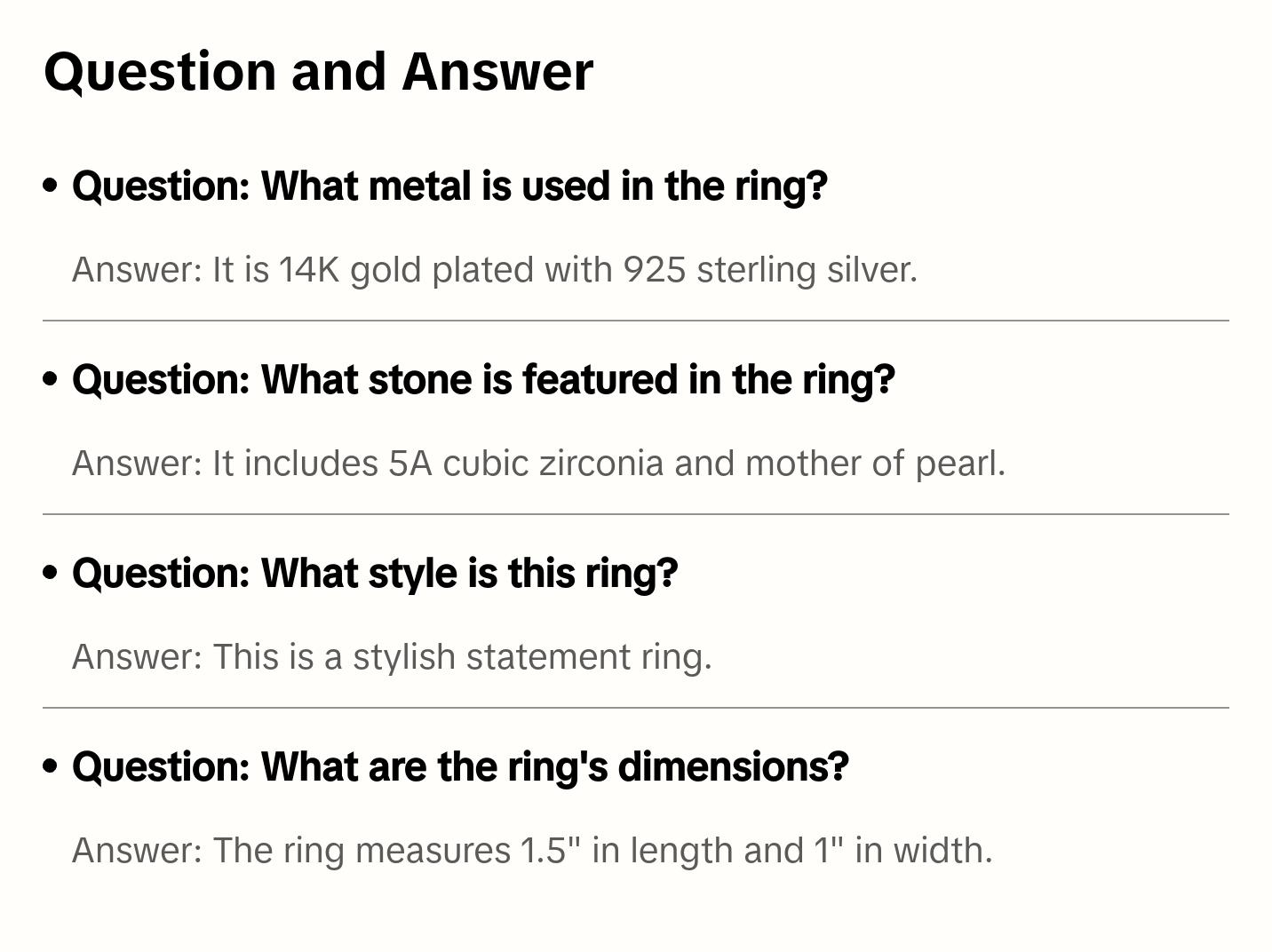 925 Sterling Silver Mother of Pearl Ring