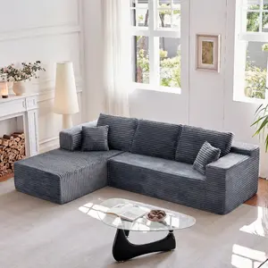 【2 Packages Shipping】L-Shape Sectional Couches for Living Room Boneless Comfy Corduroy Fluffy Couch Sectional Couches for Living Room, Cloud Modular Couch，Reversible Sectional Sofa