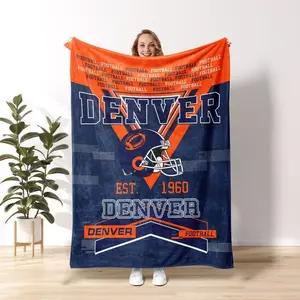 Denver Football Fan Personalized Retro Sunday Game Day Blanket Custom Name Number for Men Women Home Decor Use