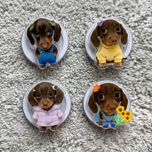 Dachshund Puppy Phone Grip, Cute Kawaii Wiener Dog Griptok, Aesthetic Doxie Acrylic Phone Stand, Realistic Puppy Eyes Pet Accessory, Gift for Dog Mom