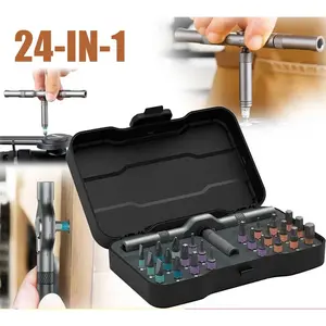 24 in 1 Multifunction Screwdriver Kit, 25pcs with Magnetic S2 Steel Bits, Ratchet Mechanism, Detachable T-Handle, Compact Storage, Perfect for DIY, Electronics & Father’s Day Gifts