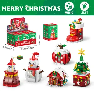 Festive Holiday Decor with SANTA CLAUS'S LUCKY BAG,CHRISTMAS APPLE HOUSE,CHRISTMAS HOUSE,CHRISTMAS TREE,CHRISTMAS SNOWMAN,CHRISTMAS STOCKINGS,With lights and music STEM Toy Christmas Gifts Boy/Girl gifts Decoration Ornaments Ornaments Decoration