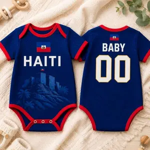 Personalized Haitiii Baby Bodysuit, Custom Name and Number Baby Jersey, Haiti Soccer Baby Outfit, Baby Shower Gift, Baby Onesie