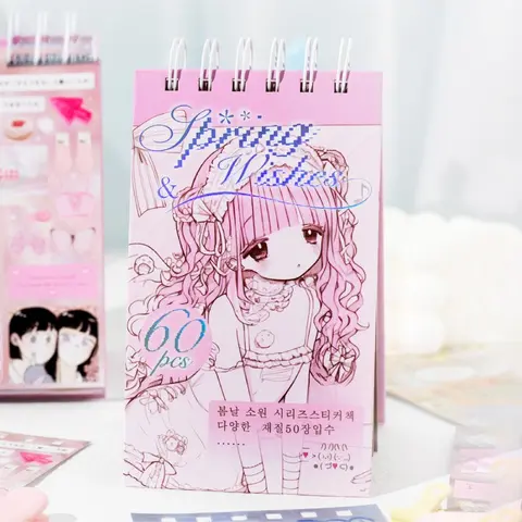60-Piece Spring Wishes Korean INS Style Diary Sticker Pack - Aesthetic Decal Art Stickers for Adults, DIY Journaling & Office Stationery Decoration Supplies