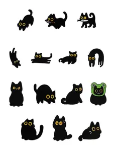14 Cute Playful Cartoon Cat Enamel Lapel Pins, Durable Metal Pins, Alloy Brooches for Collars, Scarves and Bags, Charming Metal Badge Accessories for Gifts