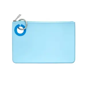 OVENTURE Large Pouch Sweet Carolina Blue Silicone - Elegant Clutch Wallets Women Durable Zipper Holder for Beach Day Essentials