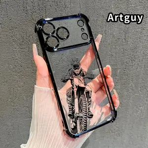 Dirt - bike Thrill Motocross Elixir Rider's Reverie Pattern Phone Case for iPhone 17 Pro Max 16 15 Plus Air 14 13 12 11 E Electroplated Four-Corner Anti-Fall Protection Cellphone Cover