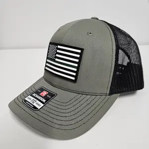 Richardson 112 Hat with Thin Green Line PVC Patch Mid-Profile Structured Fit Adjustable Snapback Waterproof Fade-Resistant Ideal for Military, Border Patrol, Federal Agents Unisex