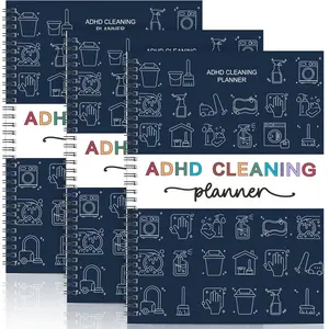 3 Pack  Cleaning Planner Notebook, Daily, Weekly, Monthly Cleaning Schedule and Checklist Organizer, Chore Chart and  Organization Routine for House, Apartment(Blue)