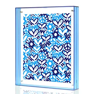 Jewish Love Blue Acrylic Framed Print
