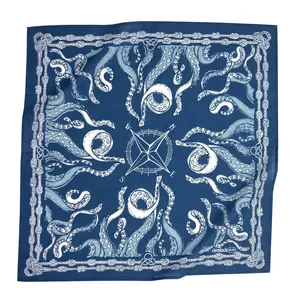 Hemlock Goods  now HANDKER Nautilus # 70 Premium Cotton Handmade Bandana blue octopus ropes