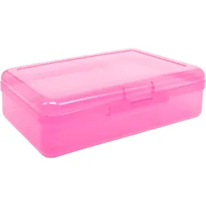 Large Capacity Clear Pencil Box, Pencil Case, Plastic Pencil Boxes, Stackable Design,  Boxes for School Classroom,1 Pack ()