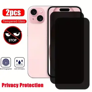【2+2】Privacy Screen Protector for iPhone 17/15/14/13/12/11 Pro Max and iPhone 17/15/14 Plus Dual Pack Anti-Peep Privacy Tempered Glass Scratch-Resistant Full Coverage