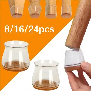 8/16/24pcs of chair leg floor protection device low noise reduction preventing floor scratches chair leg covers floor felt pads,