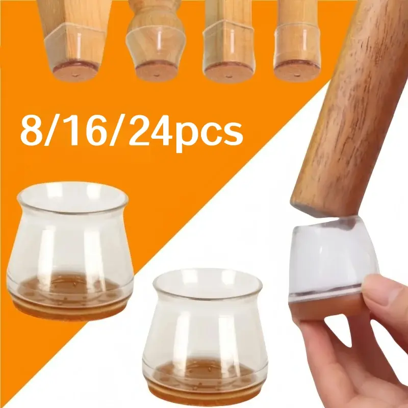 8/16/24pcs of chair leg floor protection device low noise reduction preventing floor scratches chair leg covers floor felt pads, Home