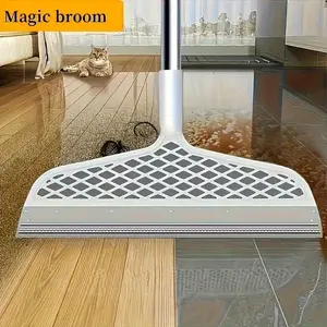[Magic Broom] Extra-long magic broom with detachable head, double-sided silicone brush, durable plastic handle, suitable for hard floors and carpets, effectively removes hair and dust, designed at a 180° angle for easy storage - a great gift for the holi