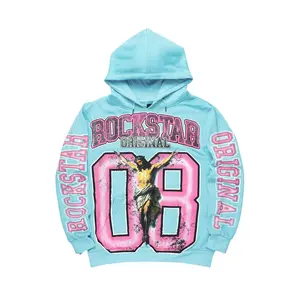 Fields Baby Blue Distressed Graphic Hoodie