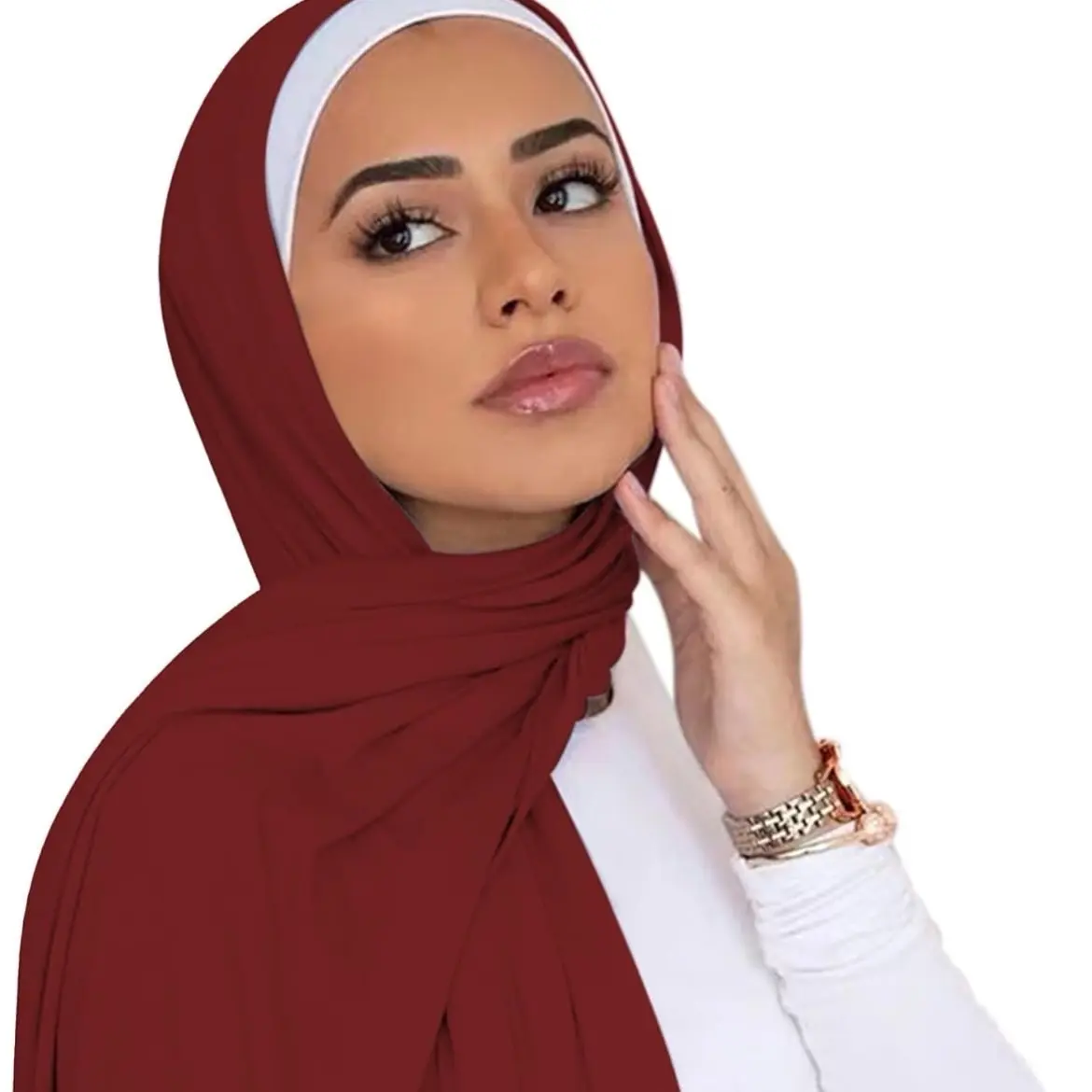 Brown Jersey hijabs/ Hijab Scarf for Women Soft Cotton Muslim Jersey Hijab Head Wrap Scarves Fashion Long Scarf Shawls