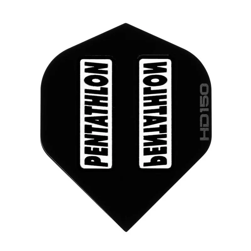 Pentathlon HD Heavy-Duty Dart Flights - 150 Micron Thick, Standard Design, Black with Assorted Color Options