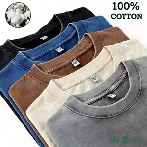 4-pack of plus-size solid color retro washed loose T-shirts, waterproof and machine washable pure cotton sweatshirts