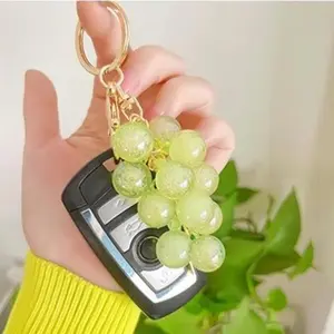 2pcs/set Mini Cute Grape Keychains, Adorable Emulational Bubble Jelly Grape Cluster Keychain Accessories, Suitable for Car Keys, Backpacks and School Bags, Creative Gift