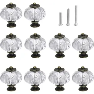 Pumpkin Knobs, Clear Cabinet knobs Set of 10  Decorative Handles Pulls for Doors, Closet, Drawers, Dresser, Cupboard, Kitchen Furniture or  Room