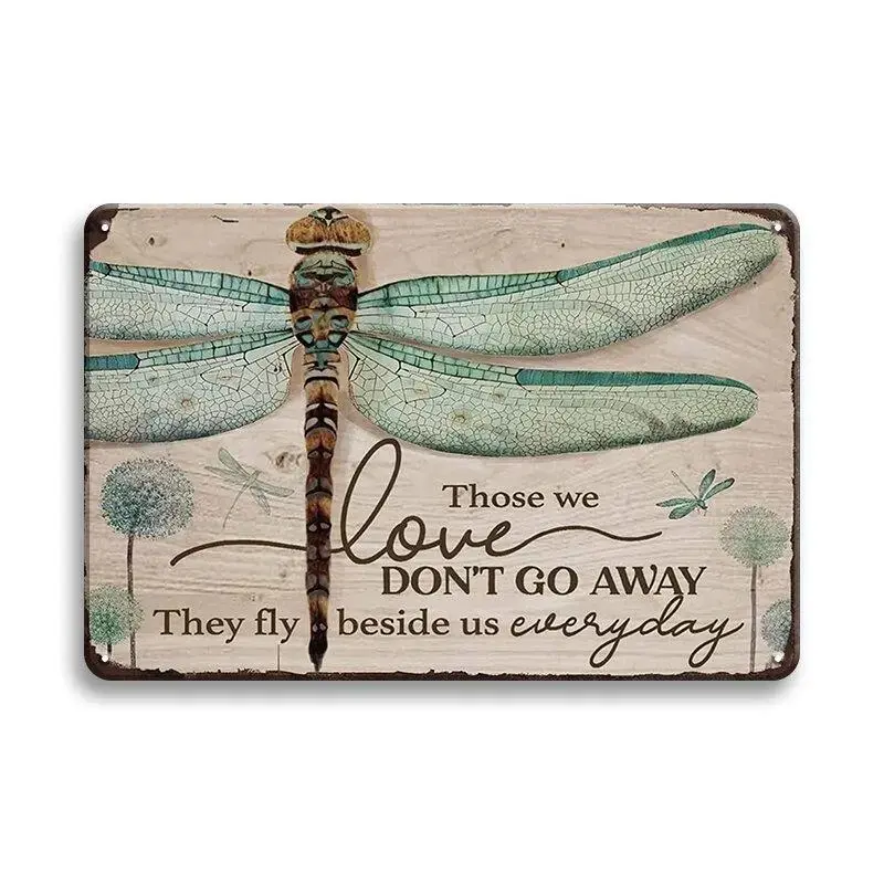 Vintage Dragonfly Pattern Poster, 1 Count Retro Funny Hanging Plate, Decor for Home Living Room Bedroom Bar Yard, Vintage 08*12inch metal bathroom friend ideal gift decoration stuff wedding arrangement religious wall new house warning sign tin