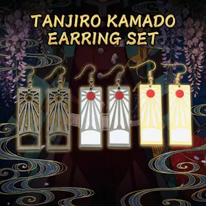 [Ear Jewelry Set] New Design of Kamado Tanjiro's Creative Earrings Demon Slayer Peripheral Ear Jewelry Unisex