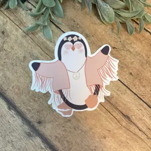 Hippie penguin sticker
