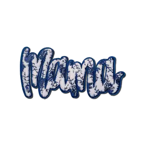 "Mama" Blue Floral Chenille Patch