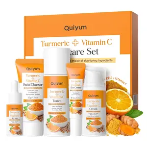 Skin Care Set, Turmeric Vitamin C Skincare Kits 5PCS - Beauty Skin Care for Women, Facial Skin Care Routine Set Kit, Dark Spot Remover for Face, Reduce Acne, for Oily Skin