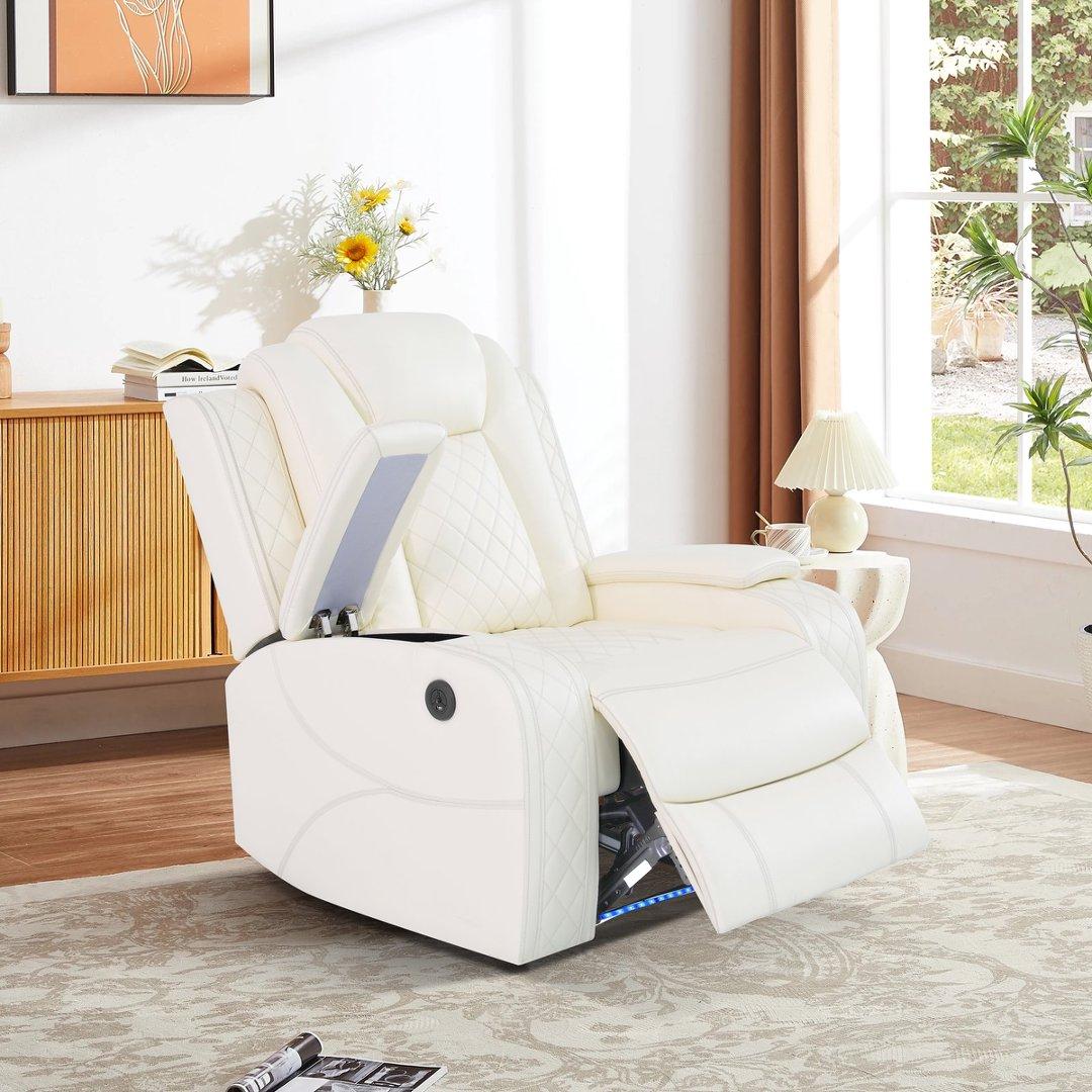 White Breathing Leather Living Room Sectional Recliner Chair White Breathing Leather Living Room Sectional Recliner Chair