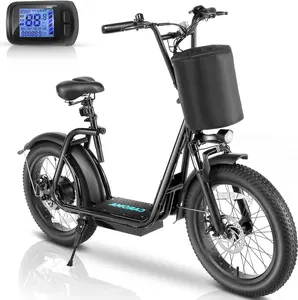 Caroma Peak 819W Electric Scooter Adults, 500Wh Battery up to 30 Miles&20MPH, 20" Fat Tire Commuting Off-Road E Scooter with Basket&Adjustable Seat, Foldable Scooter for Adults w/Shock Absorbing