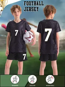 #7 Kids Casual Sports Quick-Dry Soccer Team Uniform Set, Boys Soccer Training T-Shirt Set for Team Matches and Personal Practice, Soccer Jersey