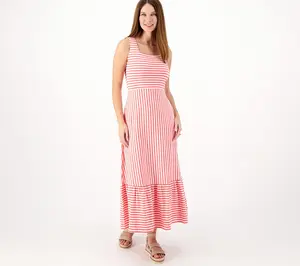 Lands' End Regular Square Neck Tiered Maxi Dress