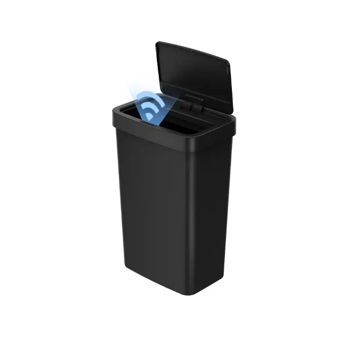 Mainstays Kitchen Automatic Trash Can, 13.2 Gallon Plastic Motion Sensor Garbage Bin, Black